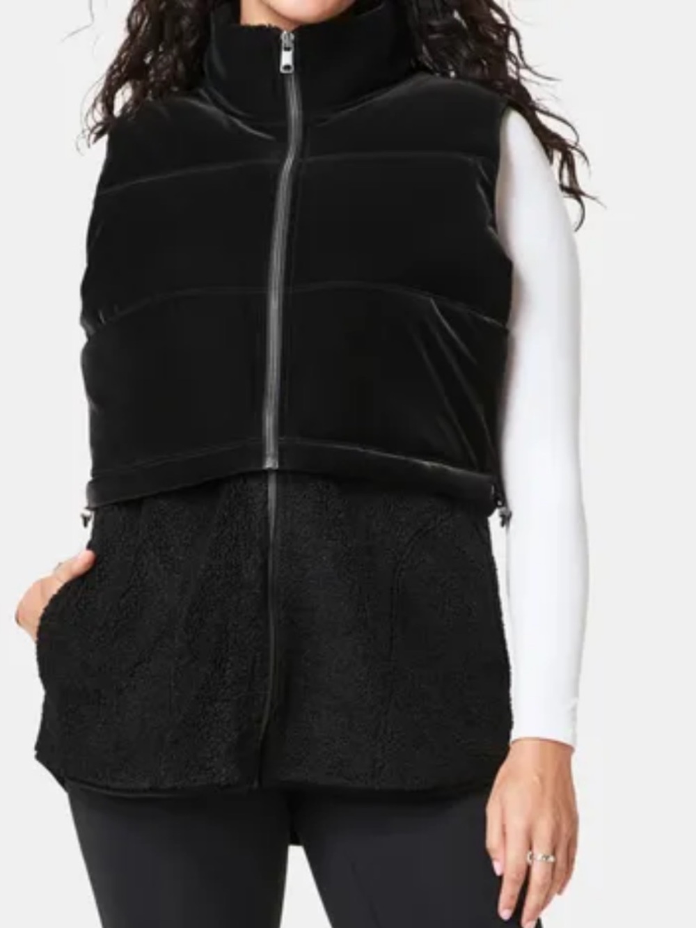 SPANX Black Two in One Velour Vest, Size XL, NWT